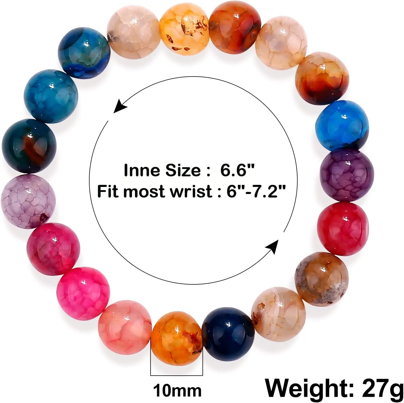 Beaded Bracelets for Women Chakra Bracelets 10 mm Crystals and Healing Stones Stress Relief Gifts Inspirational Bracelets Fit Wrist 6-7"