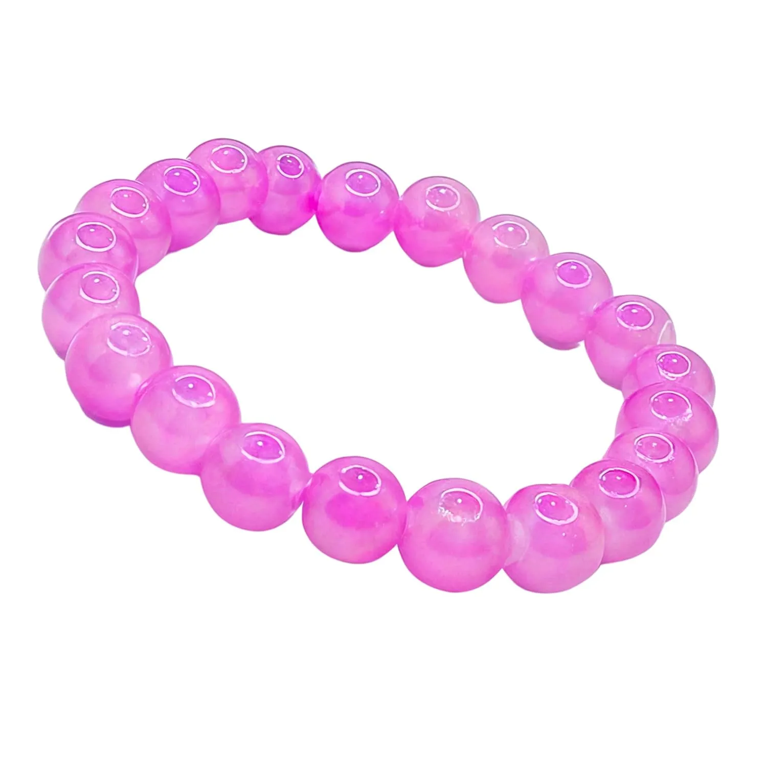 Beaded Stretch Bracelet Handmade Glass Bracelet for Women Men Colorful Crystal Beads Bracelet Elastic Round Bead Bracelets Jewelry (pink)