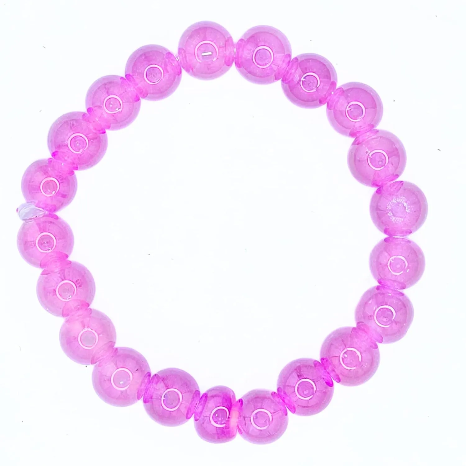 Beaded Stretch Bracelet Handmade Glass Bracelet for Women Men Colorful Crystal Beads Bracelet Elastic Round Bead Bracelets Jewelry (pink)