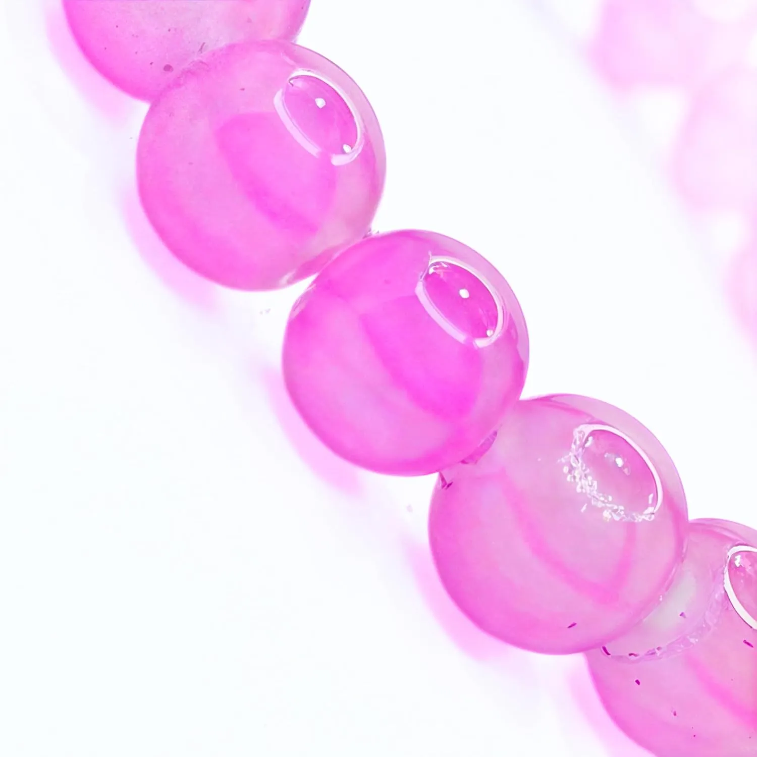 Beaded Stretch Bracelet Handmade Glass Bracelet for Women Men Colorful Crystal Beads Bracelet Elastic Round Bead Bracelets Jewelry (pink)