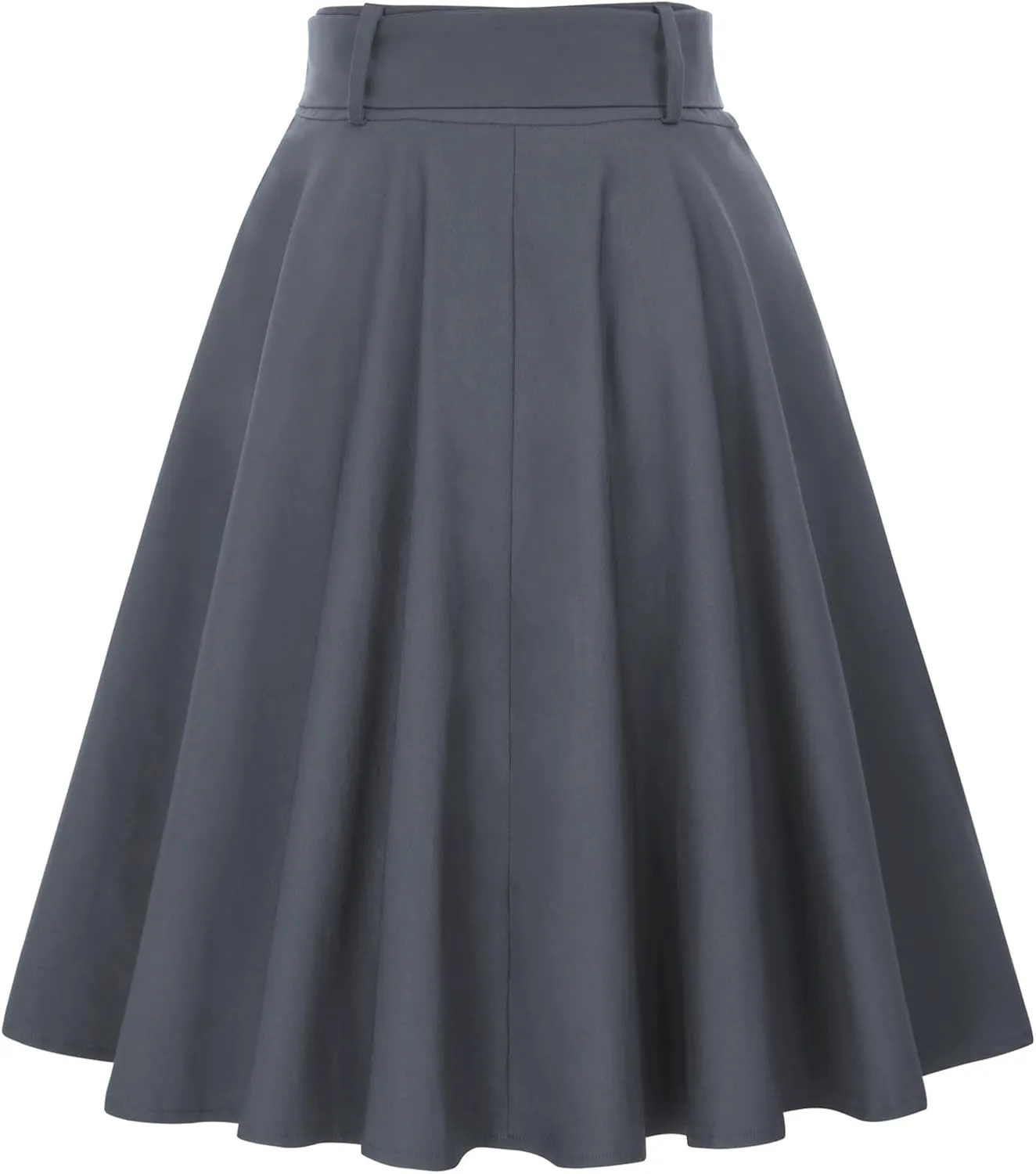 Belle Poque Women's Vintage Skirts High Waisted Flared A-Line Midi Skirt with Belt Pockets & Belts