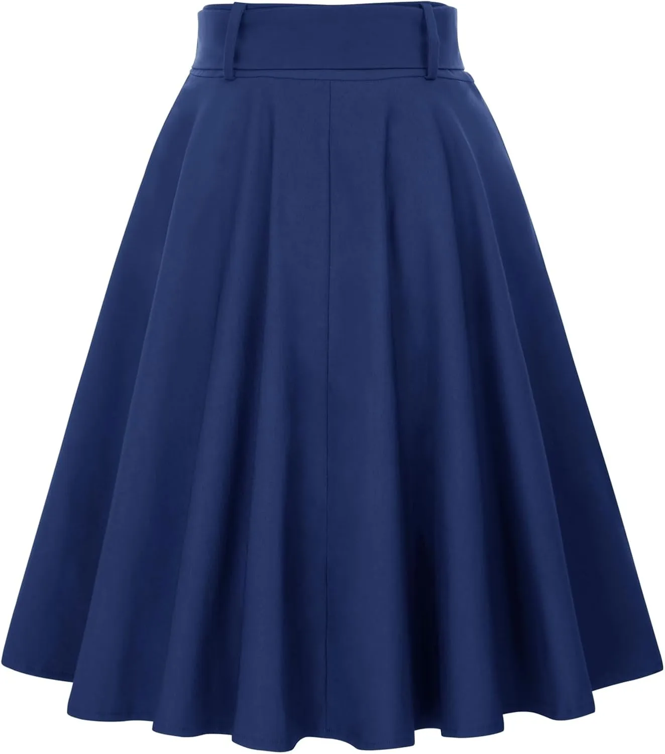 Belle Poque Women's Vintage Skirts High Waisted Flared A-Line Midi Skirt with Belt Pockets & Belts