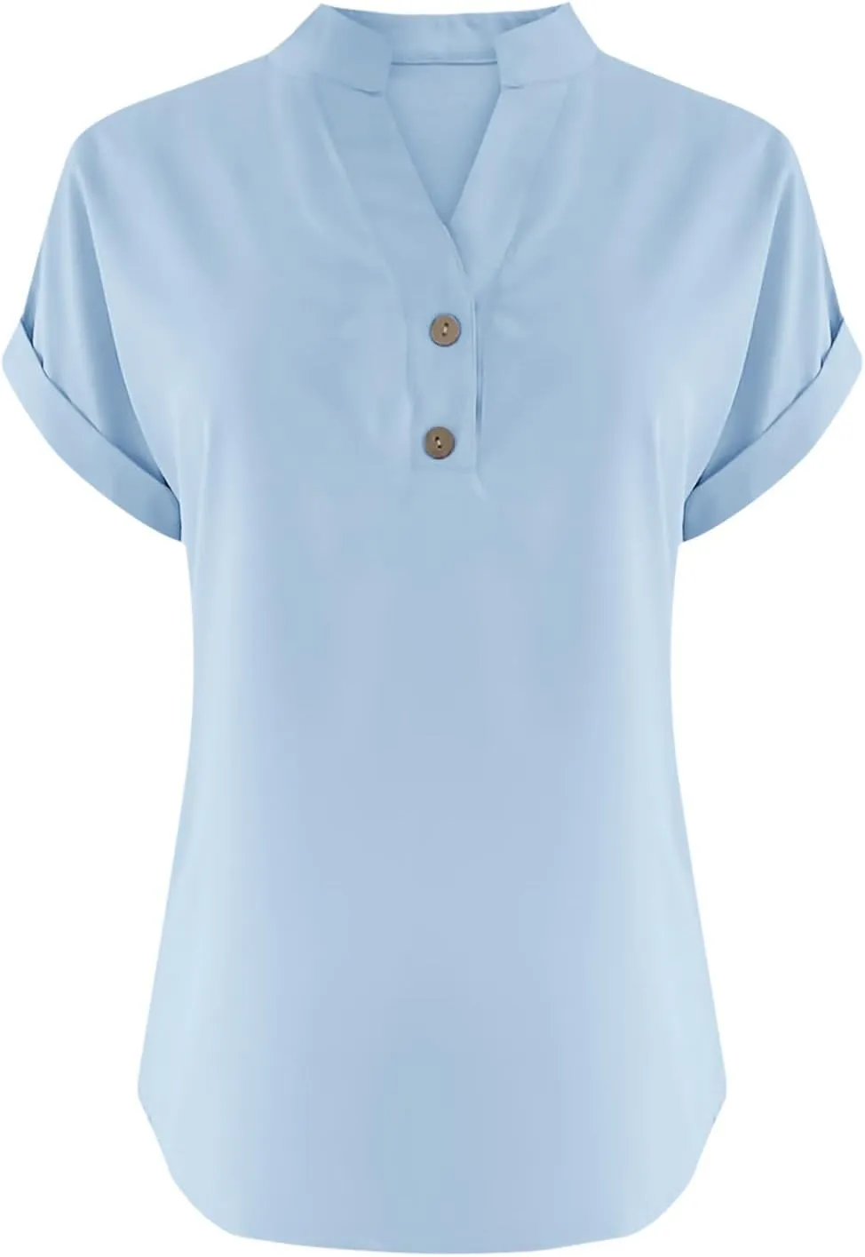 Binmer Half Button Linen Tops for Womens Oversized Short Sleeve V Neck Shirts Loose Fit Tunic Blouse Casual Summer Tee