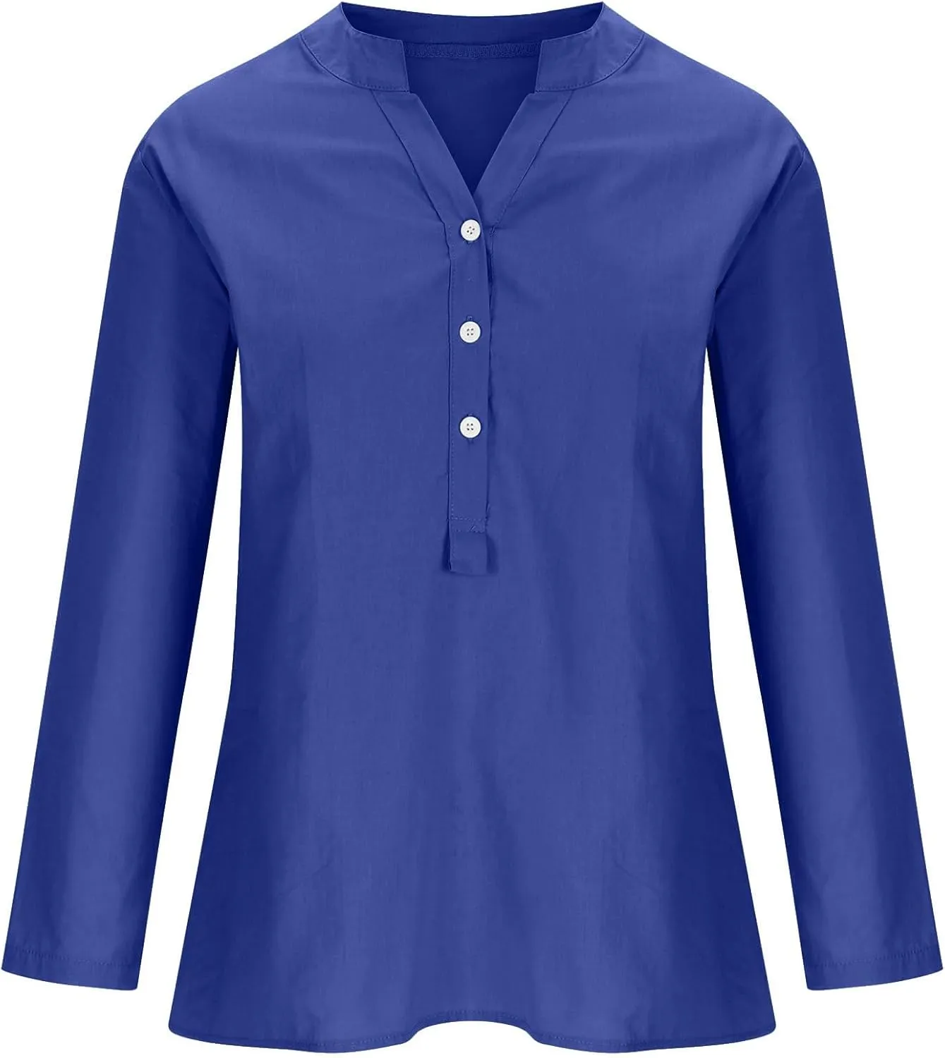 Binmer Women Linen Button Down Shirt Oversized Long Sleeve Blouse Ladies Summer Casual V Neck Beach Top.Plus Size S-5X