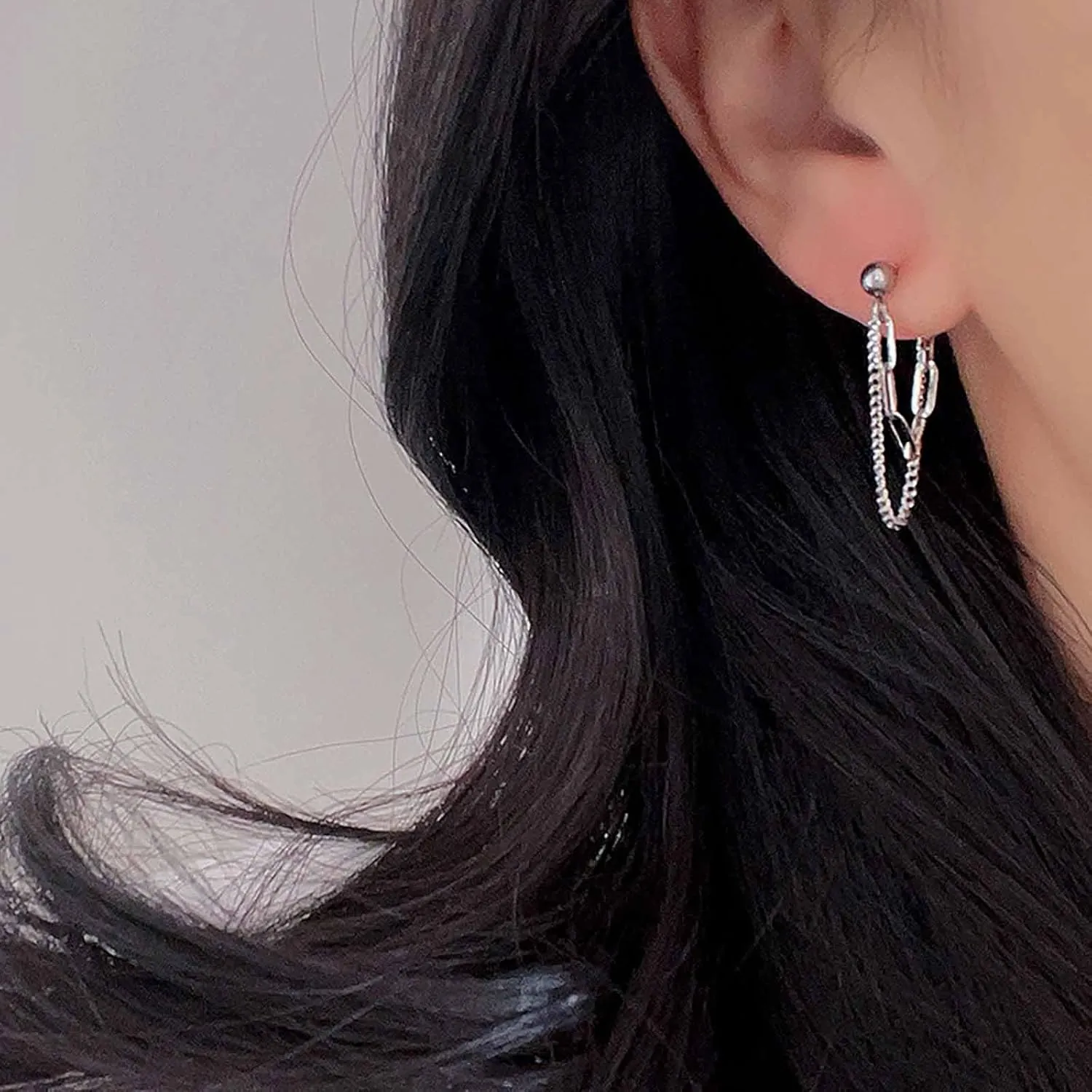 Bohemian Tassel Chain Dangle Earrings Gold Paper Clip Chain Jacket Earrings Minimalist Paperclip Chain Drop Earrings Long Curb Link Chain Tassel Earrings Jewelry for Women