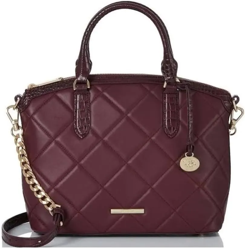 BRAHMIN Duxbury Quilted Leather Satchel Bag Burgundy Duval
