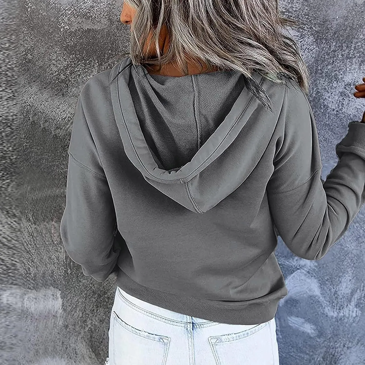 Button Hoodie Tops Dressy Casual Hoodies for Women Long Sleeve Pockets Sweatshirts Fashion 2025 Fall Clothes