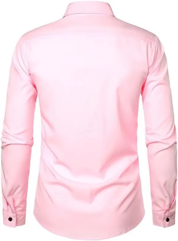 Cambkatl Men's Ruffle Dress Shirts Slim Fit Long Sleeve Stretch Button Down Tuxedo Shirts for Prom Party Wedding