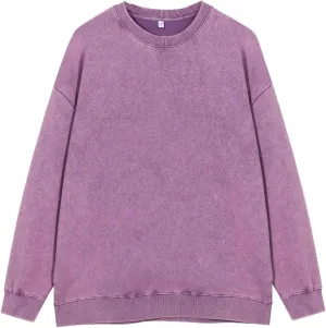 Cambkatl Vintage Heavyweight Sweatshirt for Men Stylish Distressed Crewneck Casual Long Sleeve Pullover Loose Outwear Tops