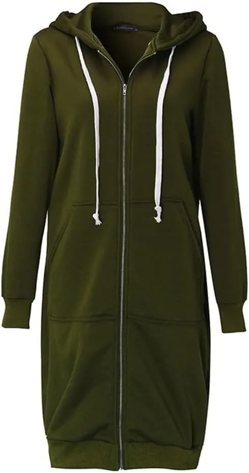 Canbebig Oversized Hoodies for Women Zip Up Long Sweatshirts Fleece Lined Jackets Plus Size Trench Coats Tunic Sweatshirts