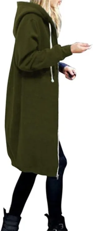 Canbebig Oversized Hoodies for Women Zip Up Long Sweatshirts Fleece Lined Jackets Plus Size Trench Coats Tunic Sweatshirts