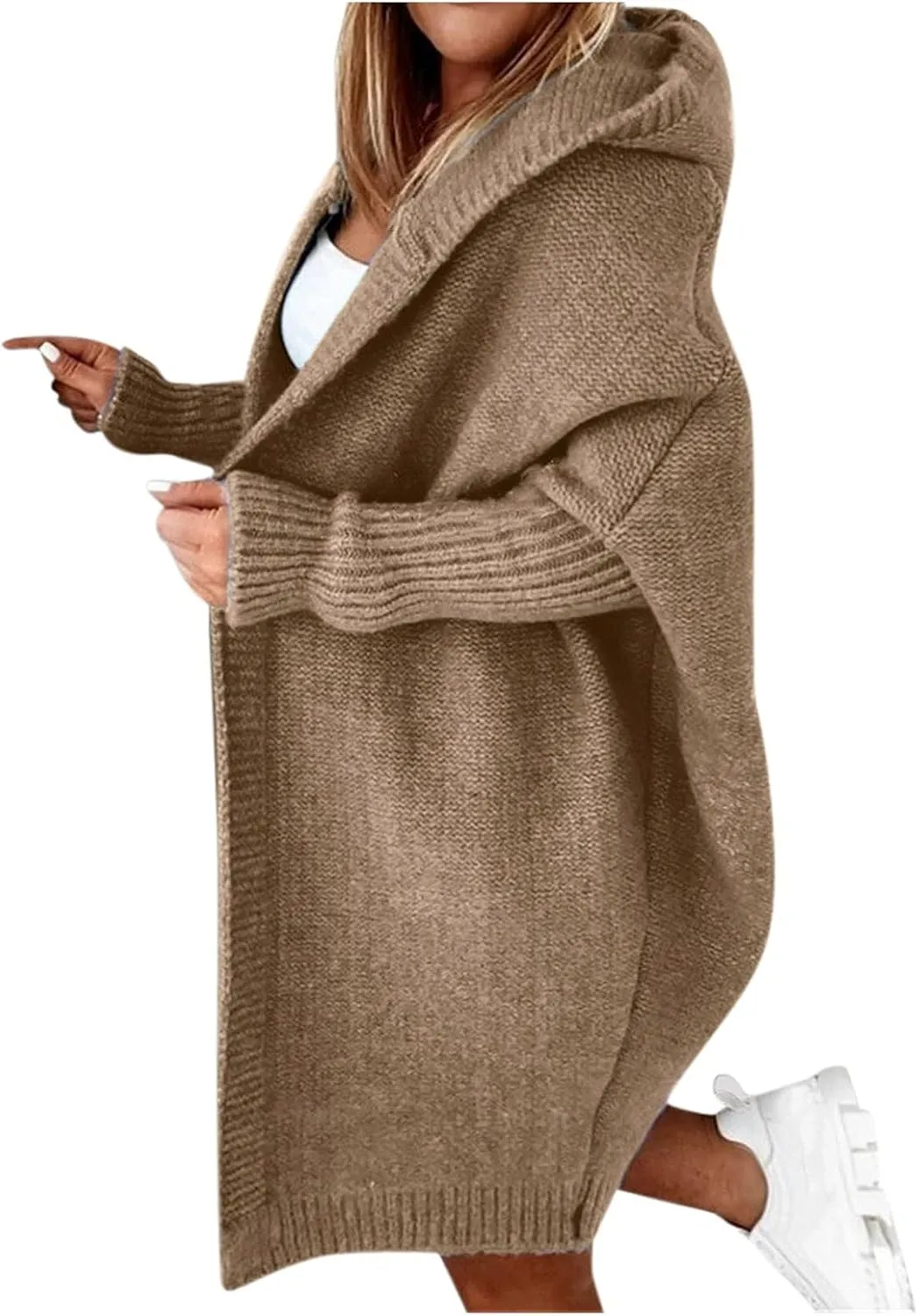 Cardigan Sweaters for Women Plus Size Open Front Knit Hoodies Long Sleeve Loose Fit Casual Warm Sweaters Coats 2024 Winter