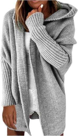 Cardigan Sweaters for Women Plus Size Open Front Knit Hoodies Long Sleeve Loose Fit Casual Warm Sweaters Coats 2024 Winter