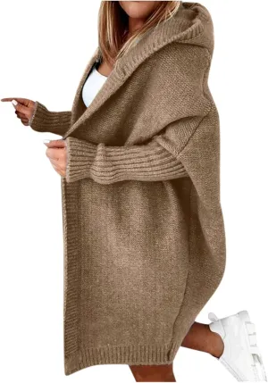 Cardigan Sweaters for Women Plus Size Open Front Knit Hoodies Long Sleeve Loose Fit Casual Warm Sweaters Coats 2024 Winter