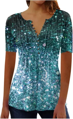 Casual Dressy Tops for Women Vintage Short Sleeve Empire Waist Button Down Shirts Summer Floral Print Bohemian Blouse