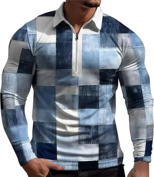 Casual Shirts for Men Long Sleeve Print Full Print Long Sleeved Button Up T Shirt Men's Long Sleeve Tee Shirts 34x34