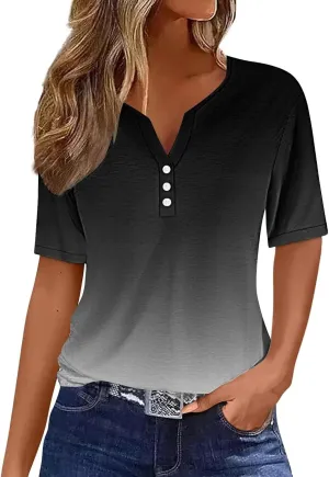 Casual t Shirts for Women Boho Floral Print Short Sleeve Summer Tops Y2K Loose Fit Blouses 2024 Vacation Trendy