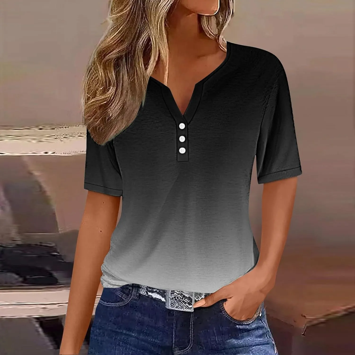 Casual t Shirts for Women Boho Floral Print Short Sleeve Summer Tops Y2K Loose Fit Blouses 2024 Vacation Trendy