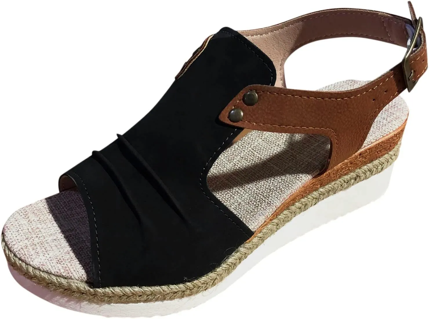 Cathalem Orthopedic Platform Wedge Sandals for Women Summer Dressy Flat Open Toe Slip on Sandals Outdoor Shoes