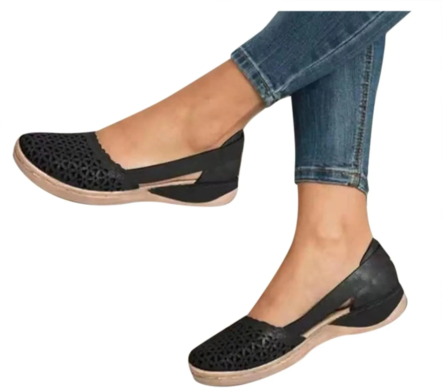 Cathalem Sandals for Women Dressy Summer, Women's Sandals Summer Comfy Closed Toe Slip On Flat Sandals