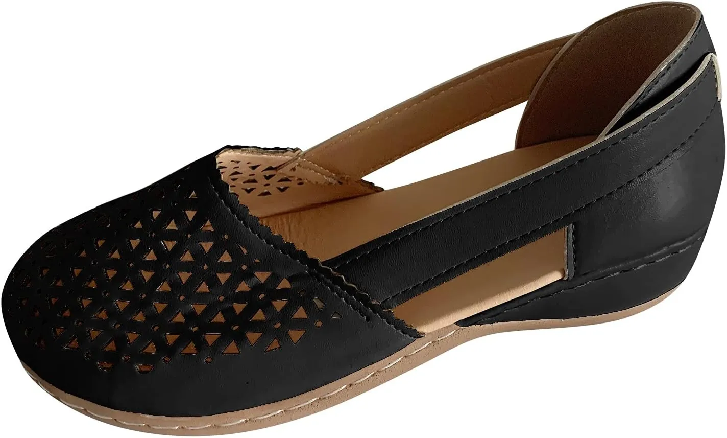 Cathalem Sandals for Women Dressy Summer, Women's Sandals Summer Comfy Closed Toe Slip On Flat Sandals