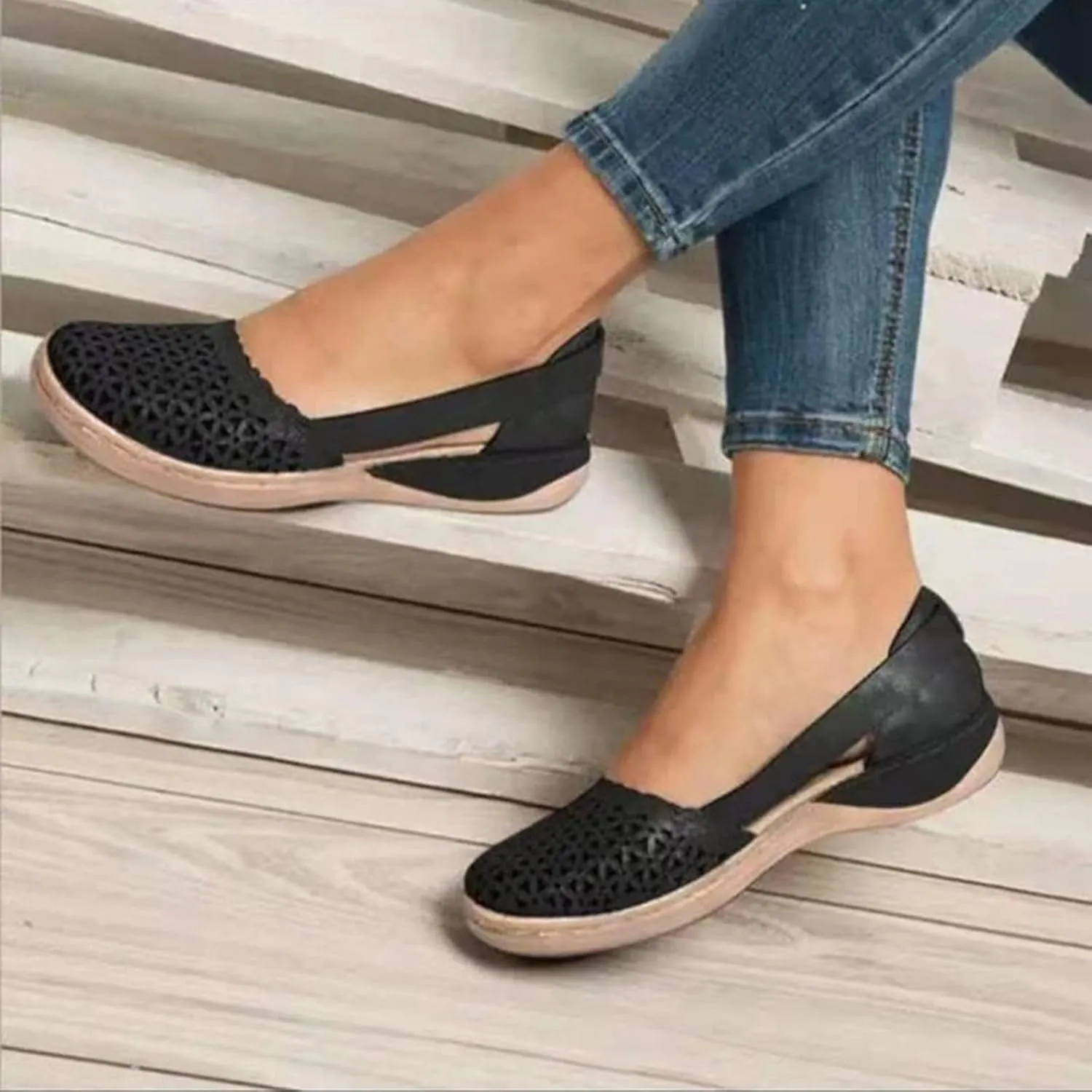 Cathalem Sandals for Women Dressy Summer, Women's Sandals Summer Comfy Closed Toe Slip On Flat Sandals