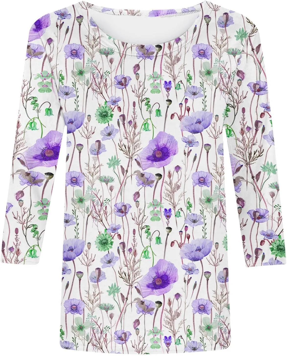 Ceboyel Womens 3/4 Sleeve Summer Shirts 2024 Trendy Elbow Length Tops Floral Boho Blouses T Shirts Dressy Causal Clothes