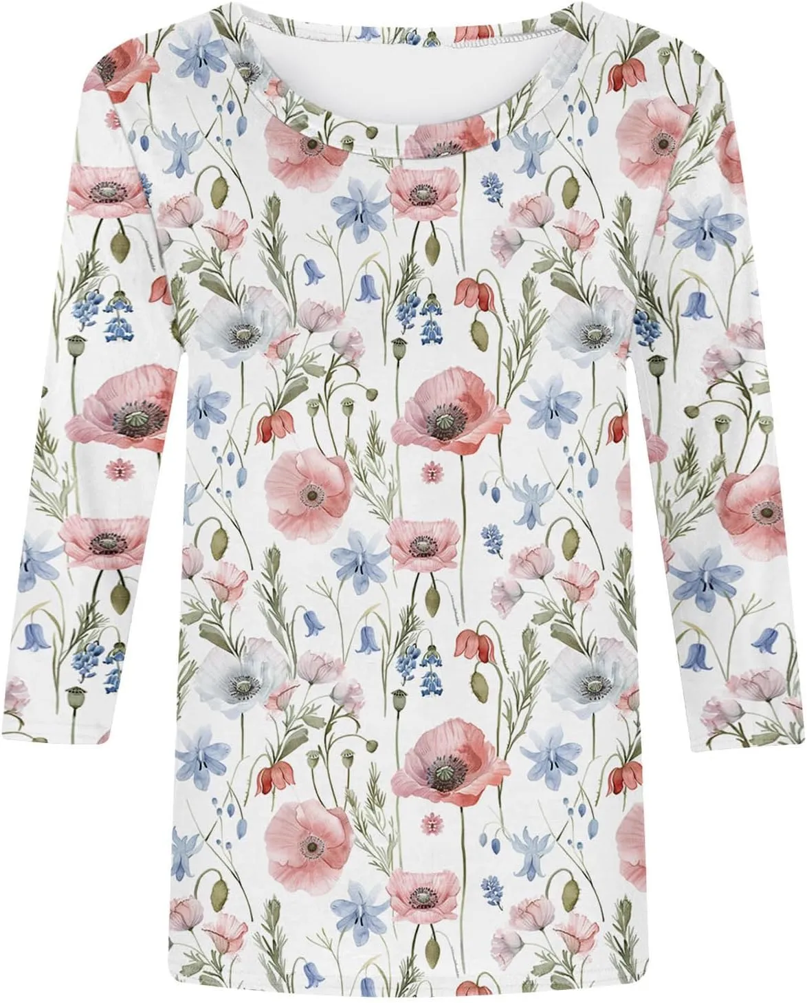 Ceboyel Womens 3/4 Sleeve Summer Shirts 2024 Trendy Elbow Length Tops Floral Boho Blouses T Shirts Dressy Causal Clothes