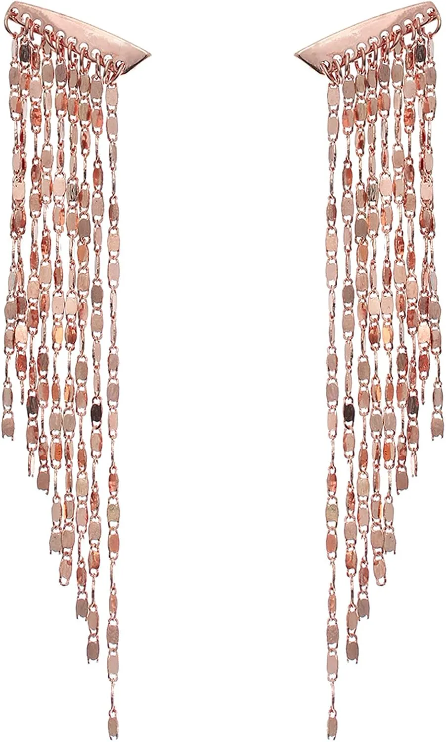 Chain Fringe Metal Tassel Earrings  Long Dangle Statement Earrings  Fringe Earrings  Chandelier Dangle  Silver, Gold, Rose Gold, & Multi-Plated - with Gift Box included