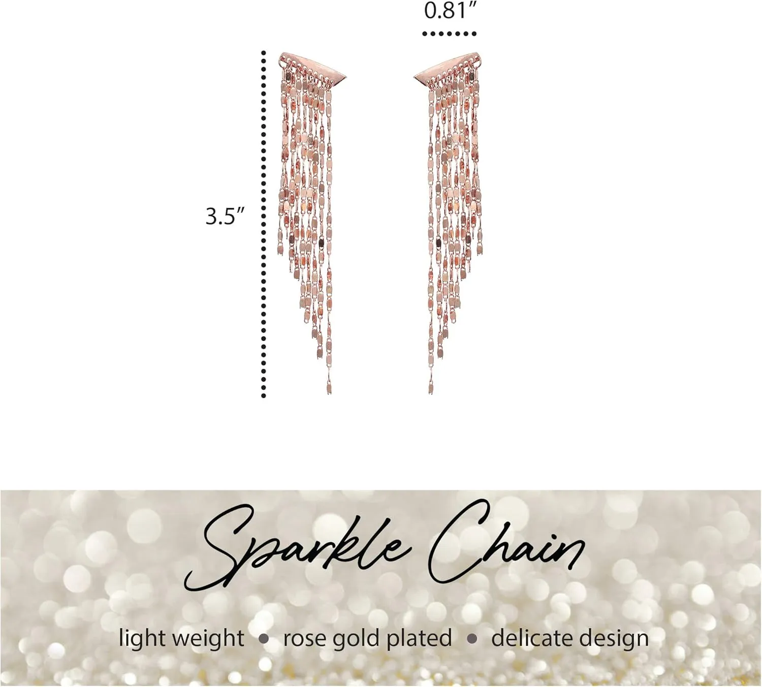 Chain Fringe Metal Tassel Earrings  Long Dangle Statement Earrings  Fringe Earrings  Chandelier Dangle  Silver, Gold, Rose Gold, & Multi-Plated - with Gift Box included