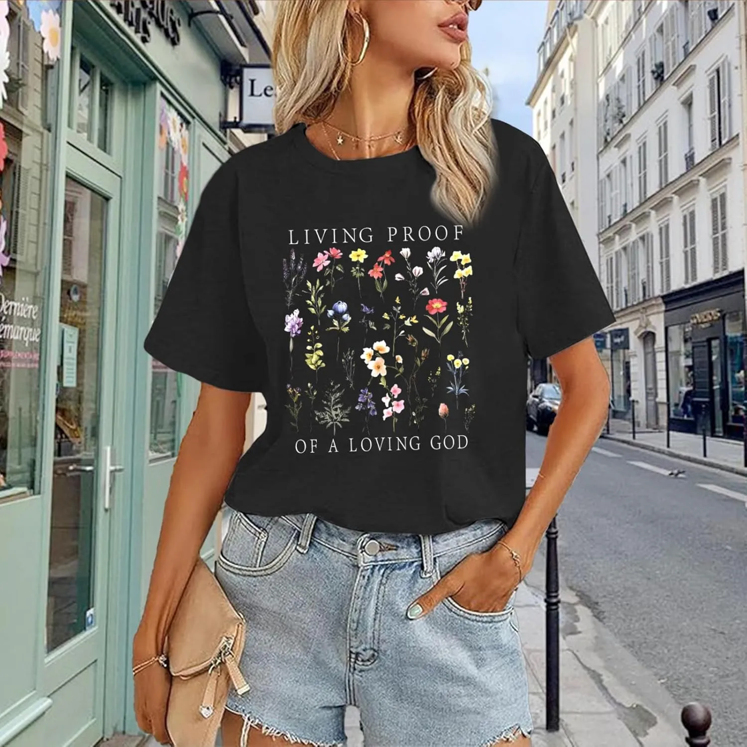 Christian Shirts for Women Boho Floral Graphic Tees God Bible Verse Religious Faith Tshirt Wildflower Inspiration Top