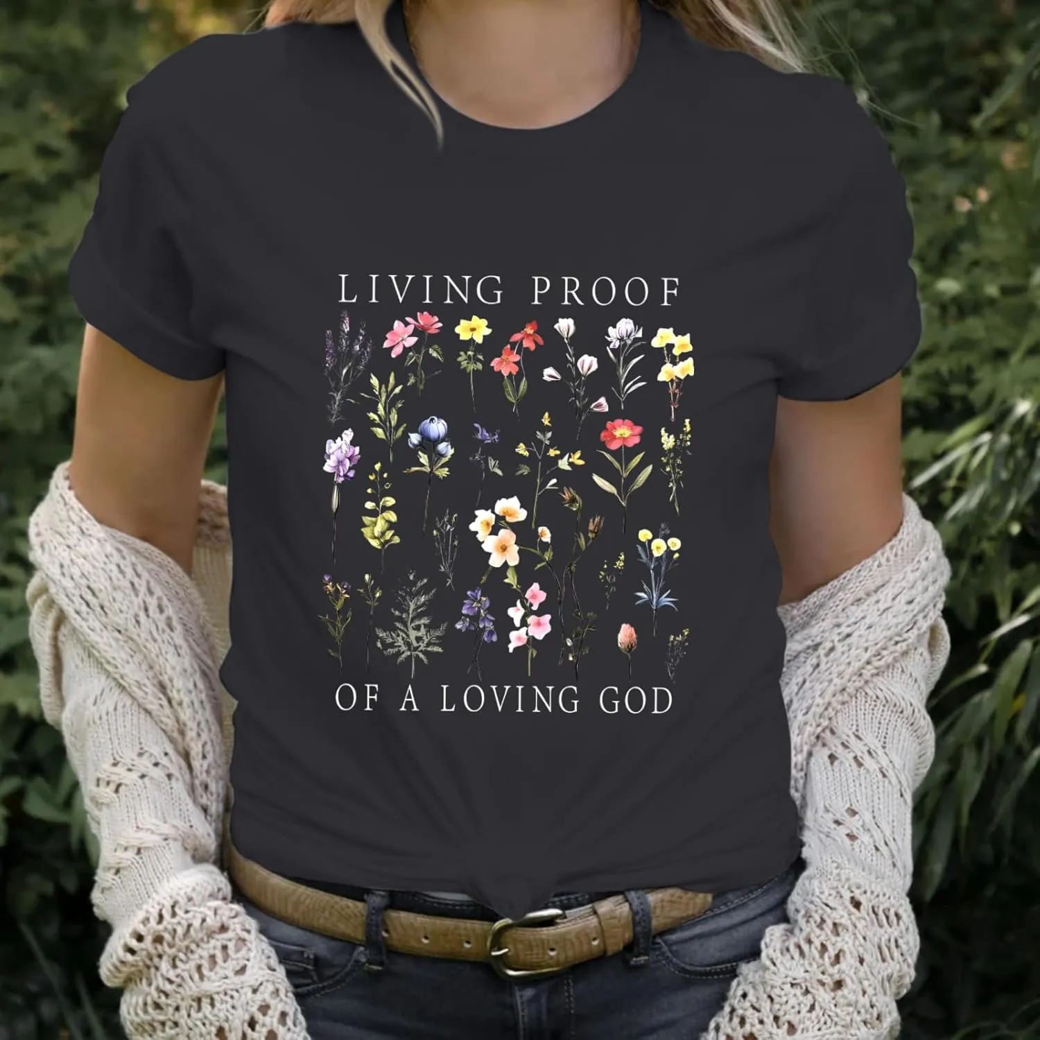 Christian Shirts for Women Boho Floral Graphic Tees God Bible Verse Religious Faith Tshirt Wildflower Inspiration Top