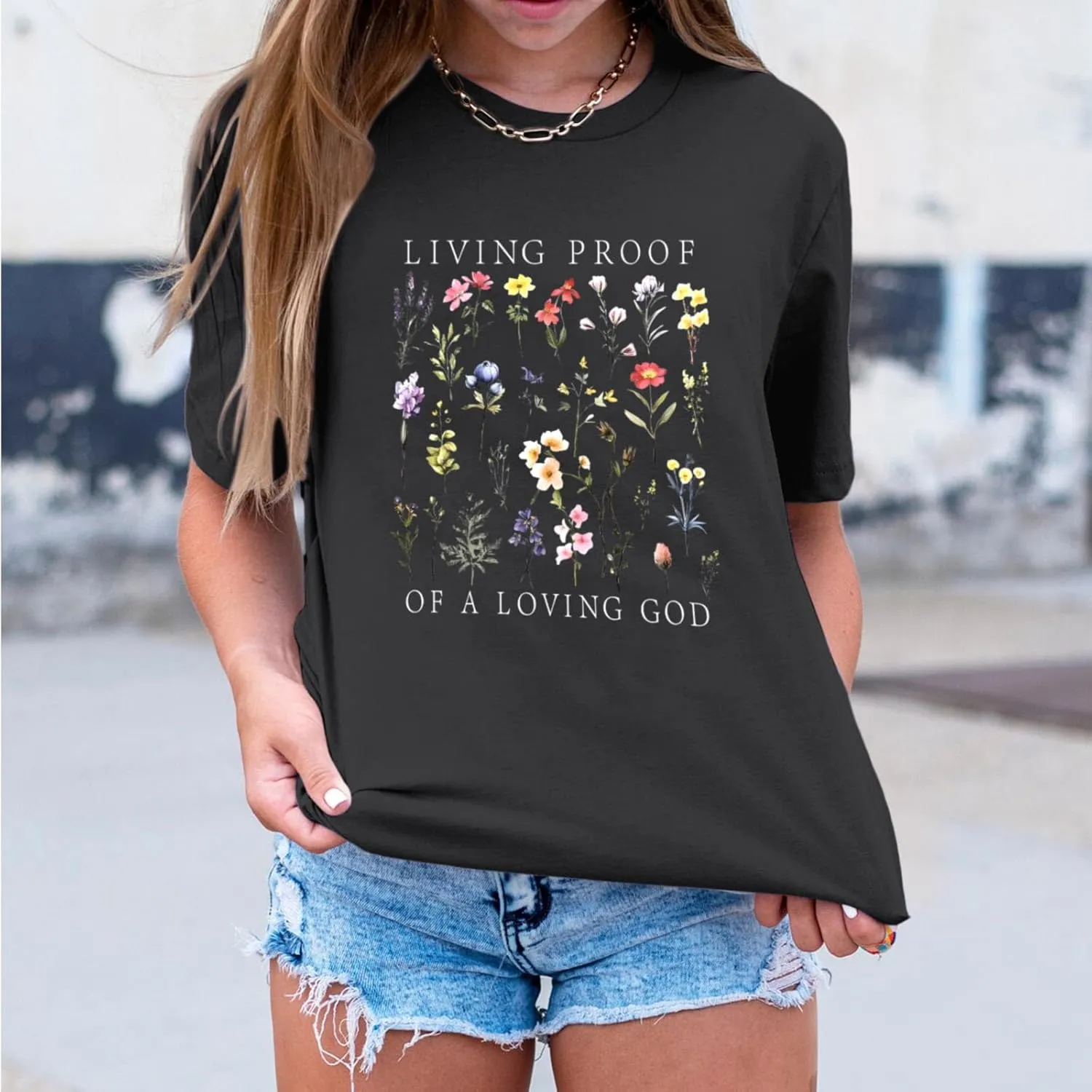 Christian Shirts for Women Boho Floral Graphic Tees God Bible Verse Religious Faith Tshirt Wildflower Inspiration Top