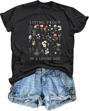 Christian Shirts for Women Boho Floral Graphic Tees God Bible Verse Religious Faith Tshirt Wildflower Inspiration Top