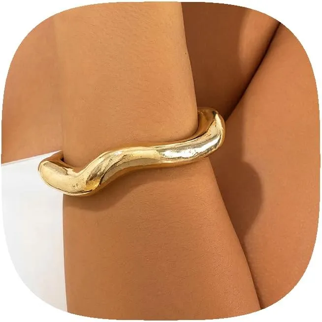 Chunky Gold Bracelet Chunky Bracelets for Women Gold Arm Cuff Bracelets Bangles Gold Arm Cuffs Adjustable Open Arm Cuff Jewelry Gifts
