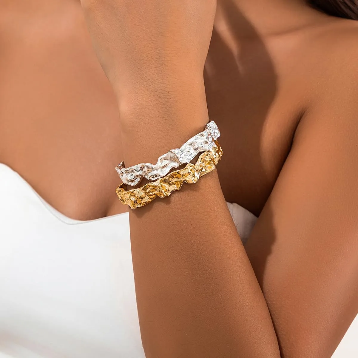 Chunky Gold Bracelet Chunky Bracelets for Women Gold Arm Cuff Bracelets Bangles Gold Arm Cuffs Adjustable Open Arm Cuff Jewelry Gifts