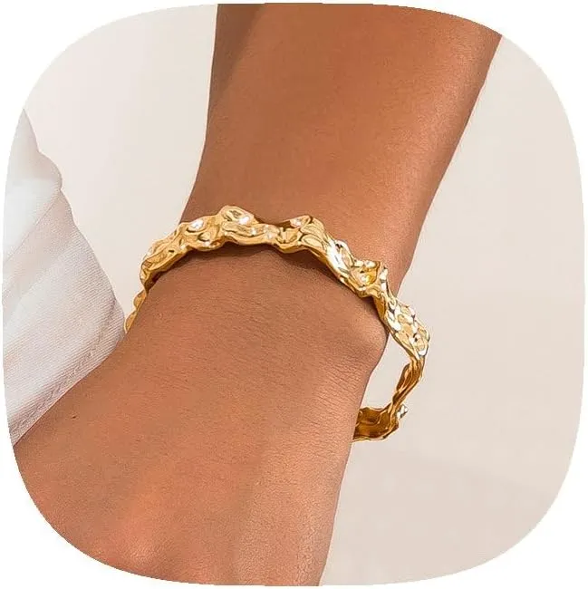 Chunky Gold Bracelet Chunky Bracelets for Women Gold Arm Cuff Bracelets Bangles Gold Arm Cuffs Adjustable Open Arm Cuff Jewelry Gifts