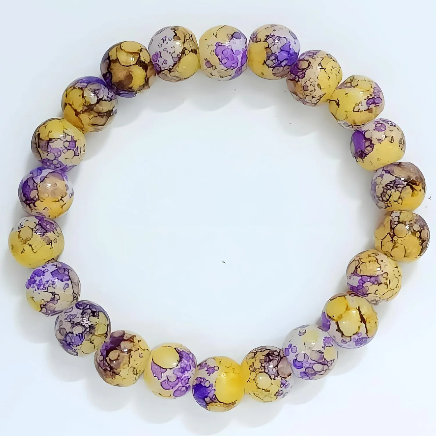 Colorful Handmade Natural Bracelet - Stone Beaded Stretch Bracelet Round Beads Yoga Bracelet for Women Men Unisex Stretchy Stone Bracelet  Protection Bracelet Stackable (Design 4)