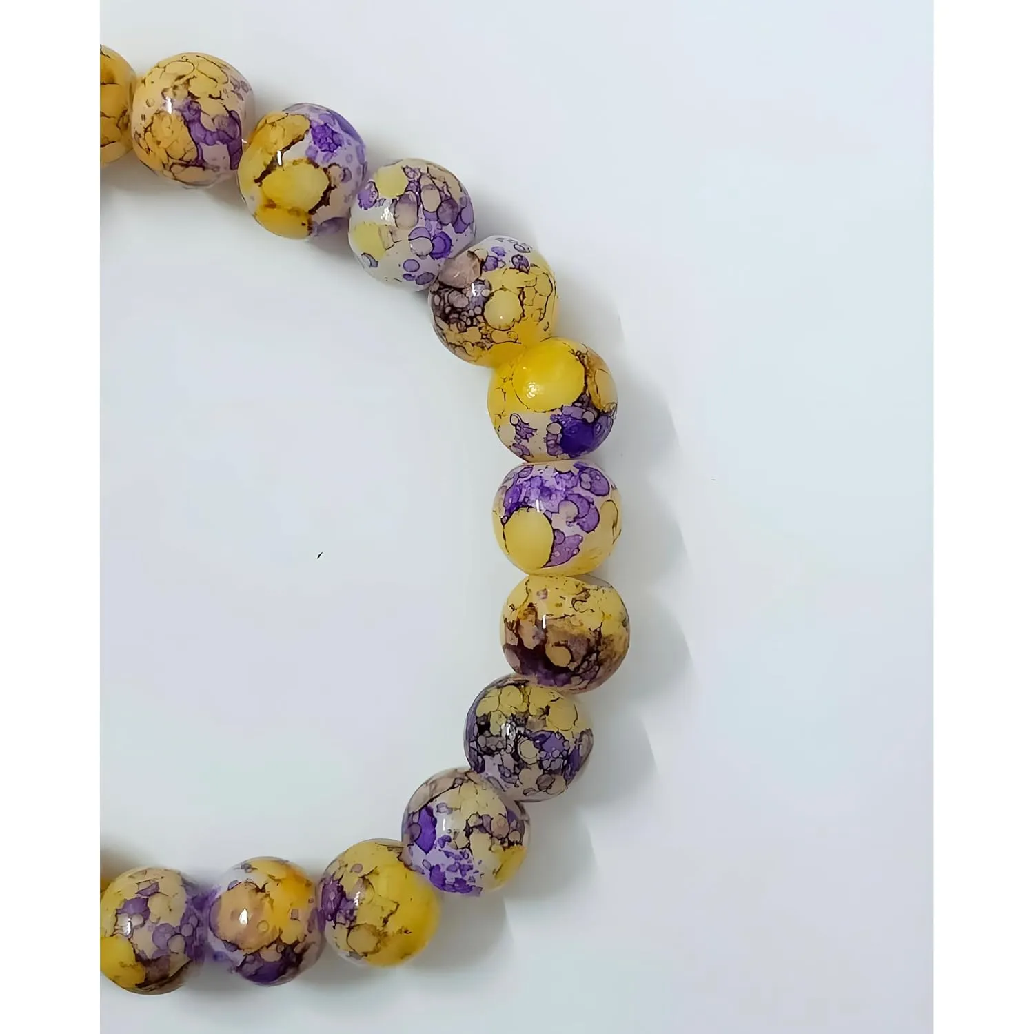 Colorful Handmade Natural Bracelet - Stone Beaded Stretch Bracelet Round Beads Yoga Bracelet for Women Men Unisex Stretchy Stone Bracelet  Protection Bracelet Stackable (Design 4)