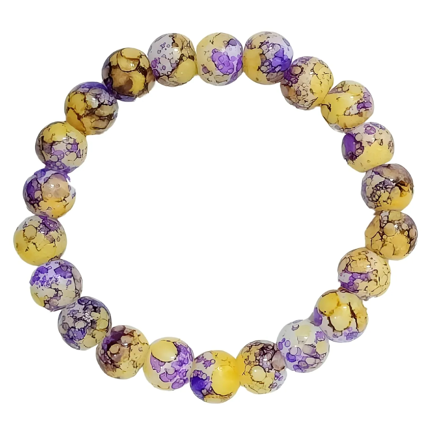 Colorful Handmade Natural Bracelet - Stone Beaded Stretch Bracelet Round Beads Yoga Bracelet for Women Men Unisex Stretchy Stone Bracelet  Protection Bracelet Stackable (Design 4)