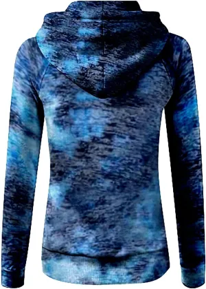 Colorful Tie Dye Hoodie for Women Drawstring Slim Fit Zip Up Jacket 2024 Preppy Long Sleeve Fall Pockets Sweatshirt