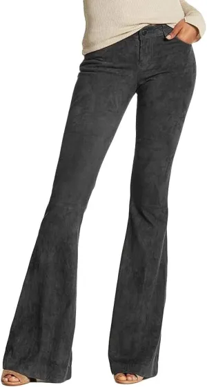 Comfy Yoga Pants High Waist Solid Flare Pants Stretchy Bell Bottom Trousers Plus Size