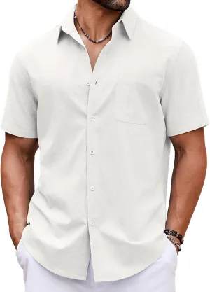 COOFANDY Button Down Shirt for Men Short Sleeve Casual Shirt Summer Beach Vacation Shirt with Pocket