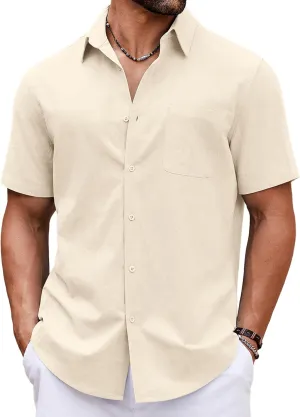 COOFANDY Button Down Shirt for Men Short Sleeve Casual Shirt Summer Beach Vacation Shirt with Pocket
