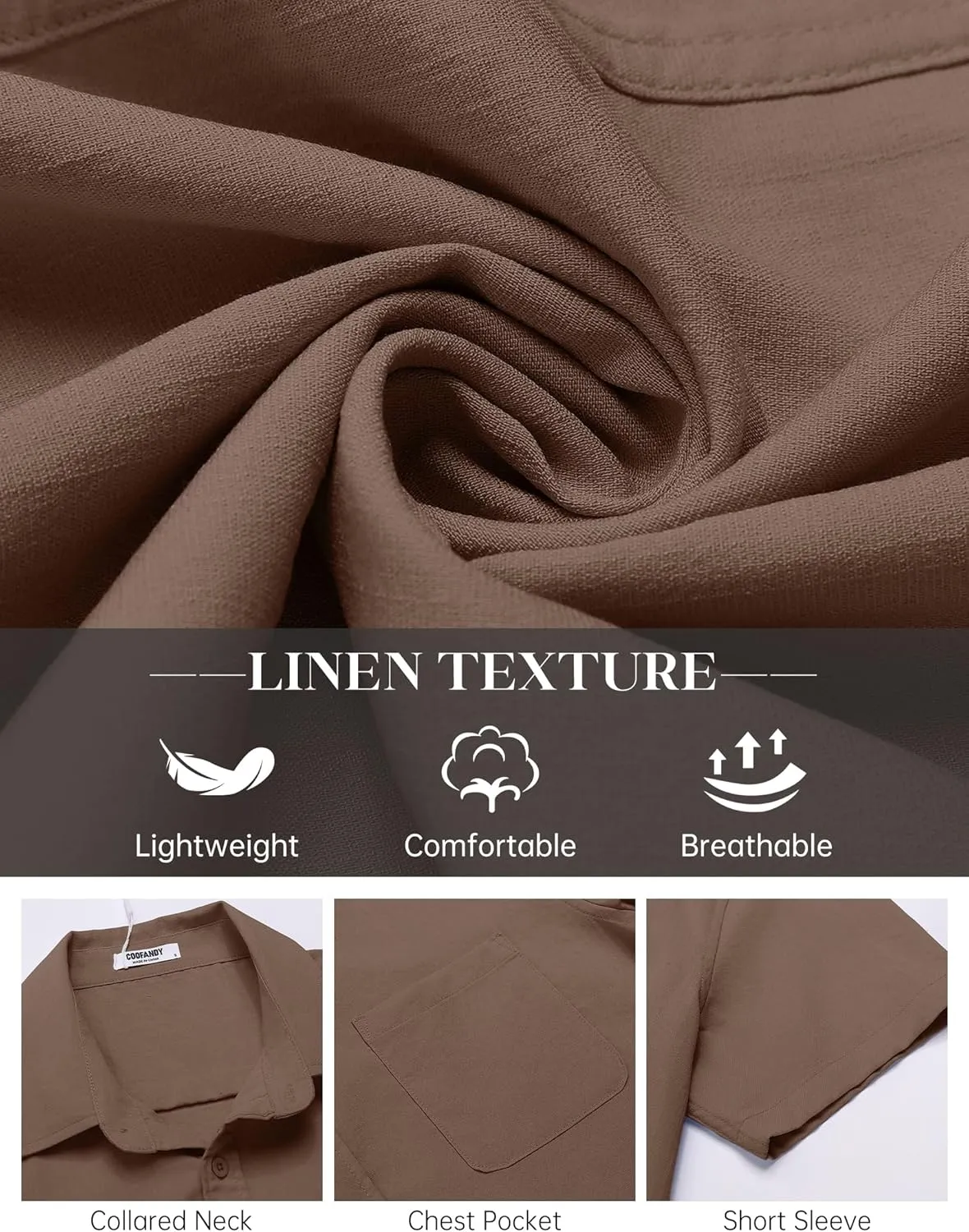 COOFANDY Button Down Shirt for Men Short Sleeve Casual Shirt Summer Beach Vacation Shirt with Pocket