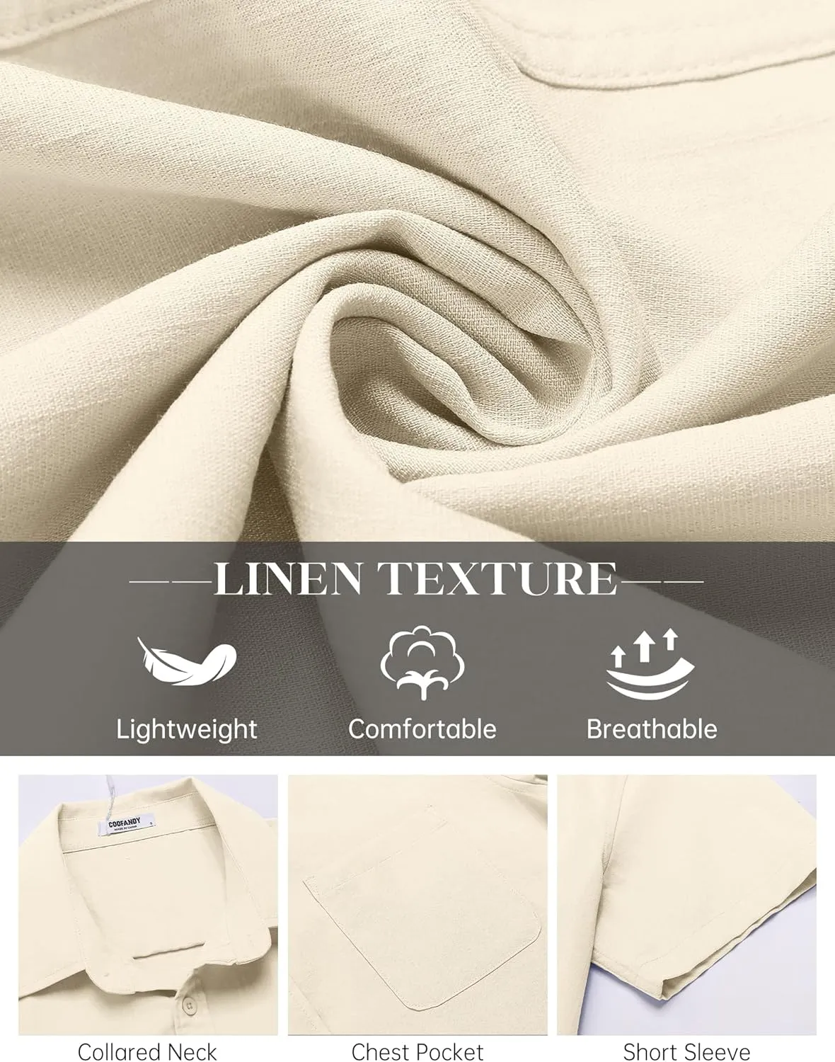 COOFANDY Button Down Shirt for Men Short Sleeve Casual Shirt Summer Beach Vacation Shirt with Pocket