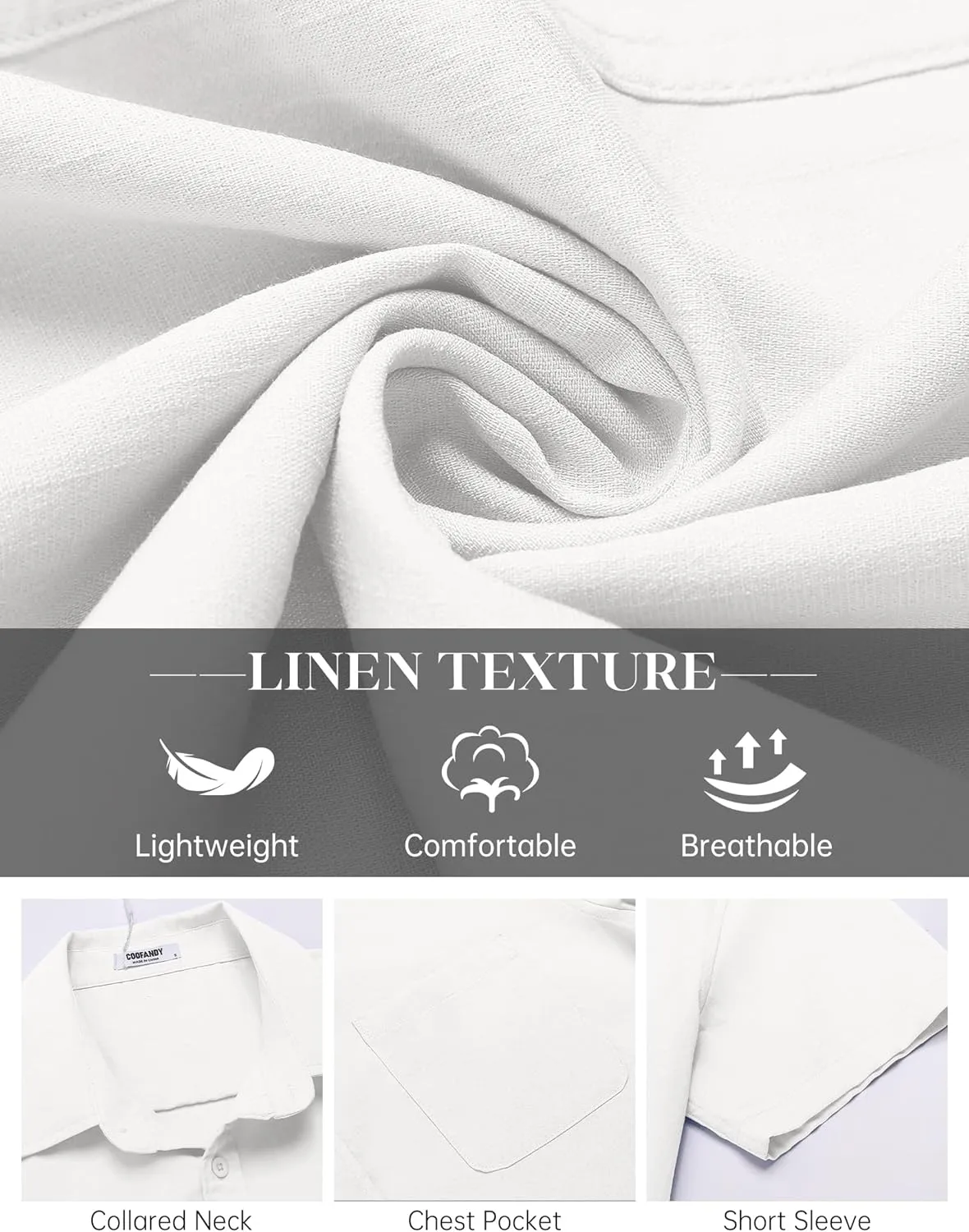 COOFANDY Button Down Shirt for Men Short Sleeve Casual Shirt Summer Beach Vacation Shirt with Pocket
