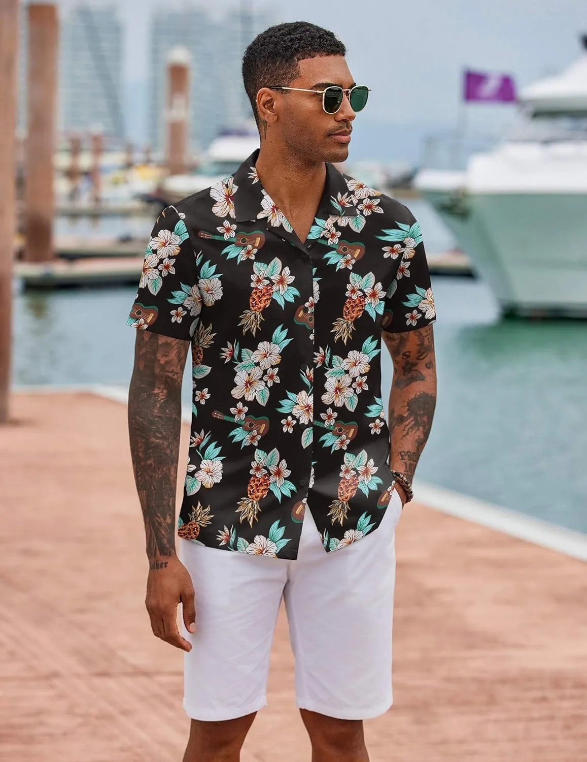 COOFANDY Hawaiian Shirts for Men Short Sleeve Casual Button Down Shirt Tropical Summer Beach Shirt