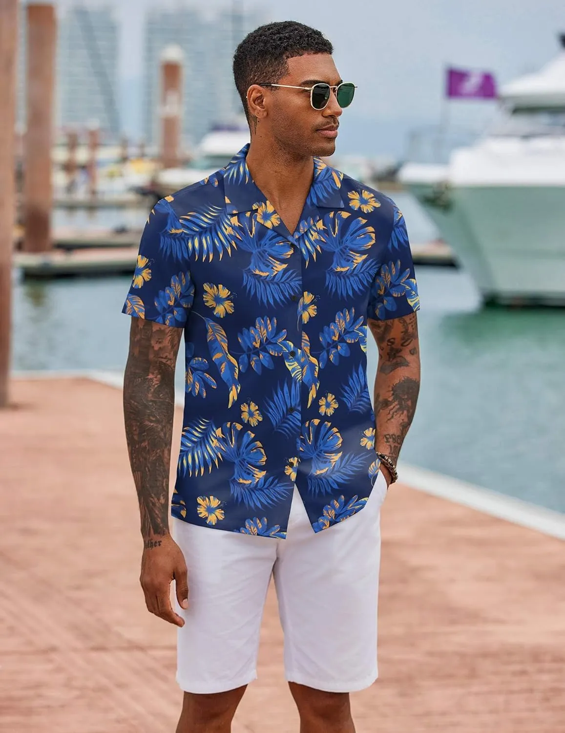 COOFANDY Hawaiian Shirts for Men Short Sleeve Casual Button Down Shirt Tropical Summer Beach Shirt