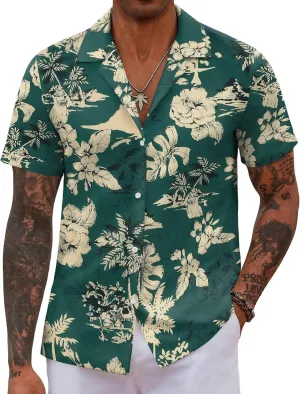 COOFANDY Hawaiian Shirts for Men Short Sleeve Casual Button Down Shirt Tropical Summer Beach Shirt